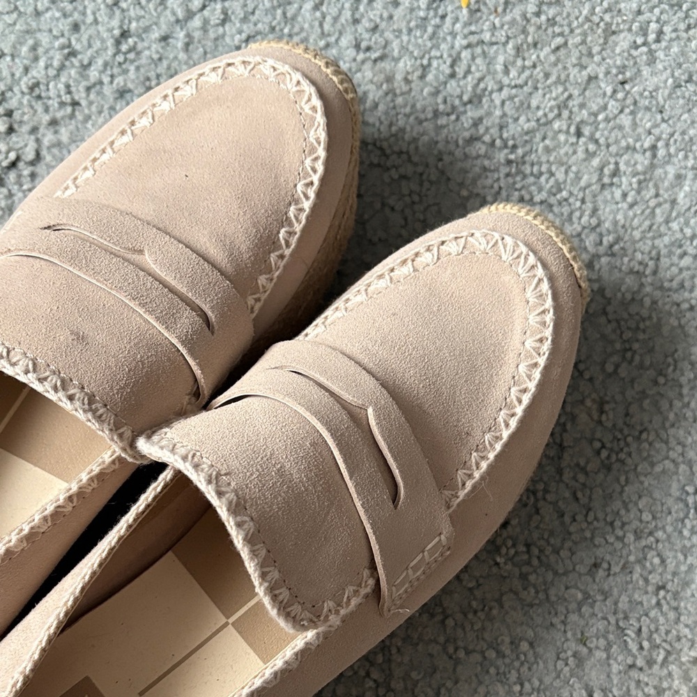 Dolce Vita Bone Suede Espadrille Platform Loafers - Picture 3 of 5
